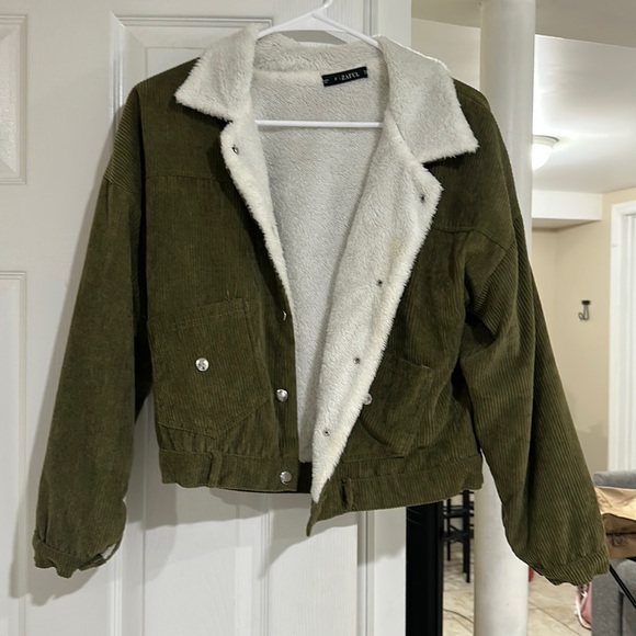 Green Corduroy Semi-Cropped Jacket - Picture 1 of 5